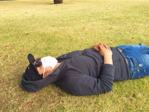 皇居前の公園で昼寝。。。